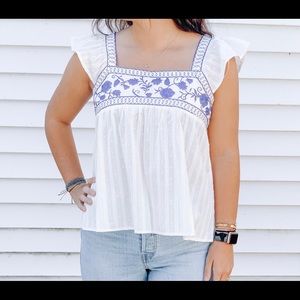 Square neckline embroidered top